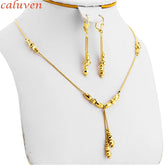 Buy Gold Color Necklace & Earring Set for Women/Girls – Ethiopian & African Charm Jewelry for only $7.32 at Flexi Africa!